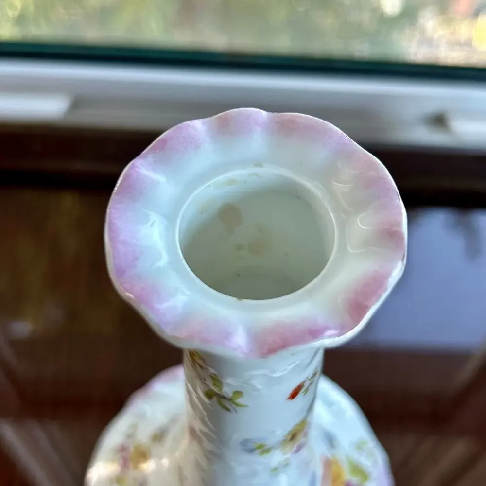 Vintage Floral Candleholder by Carlsbad China, Made in Austria
